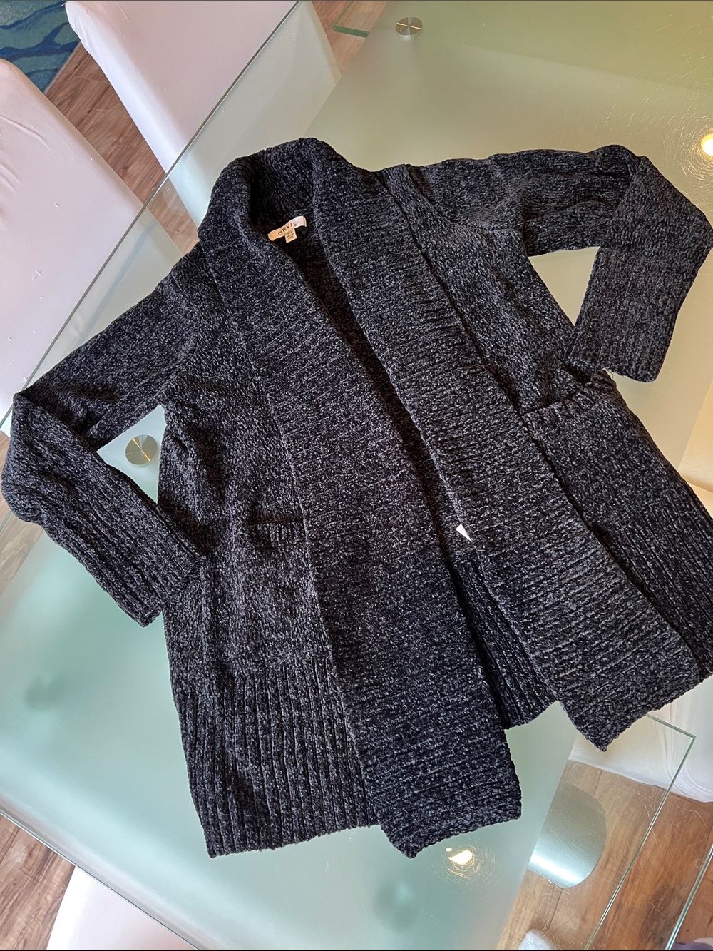 Cozy Open-Front Shawl Collar Sweater Cardigan - Black